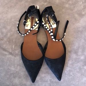 Black suade flats